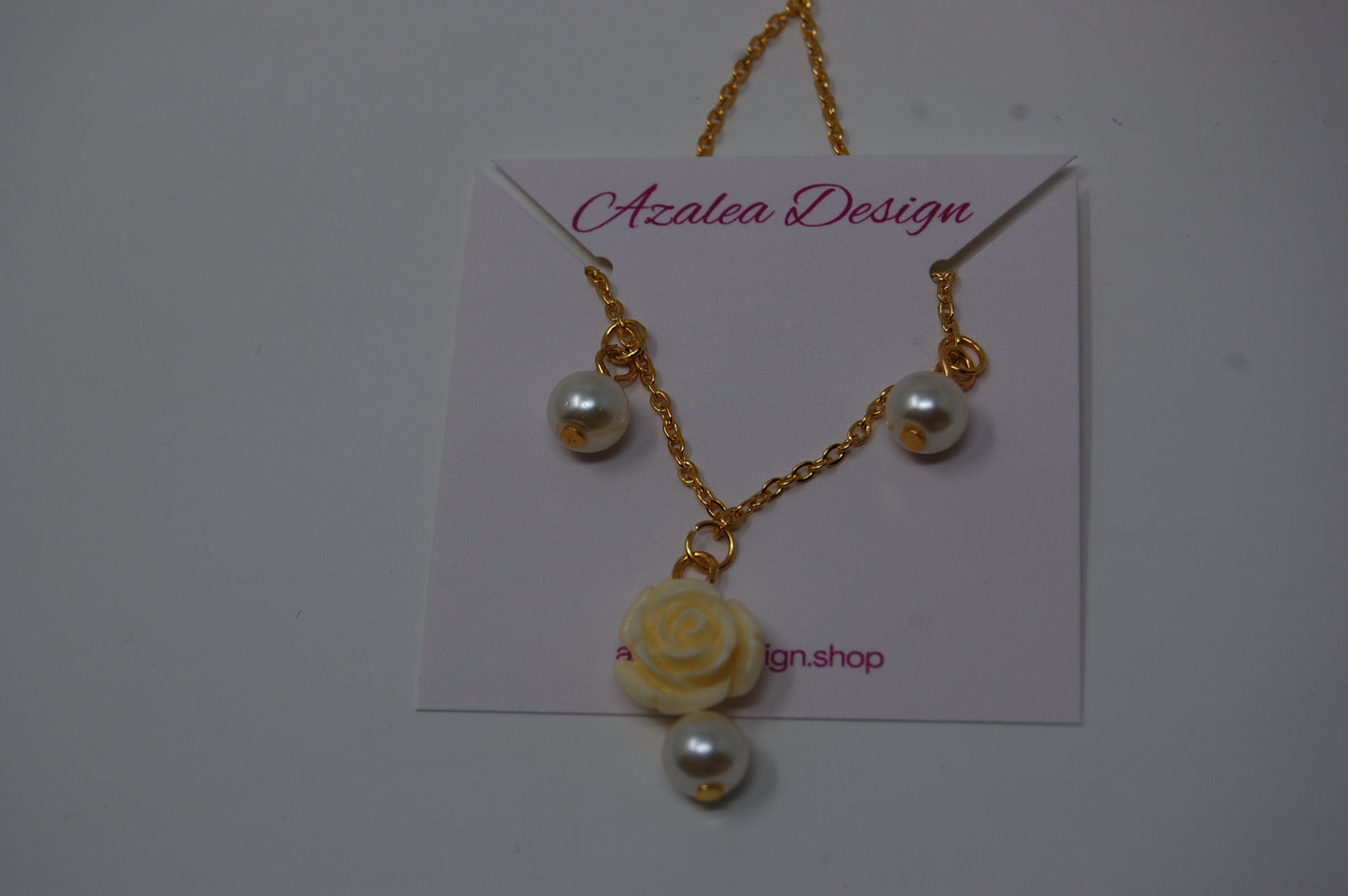 White Rose and Pearl Necklace