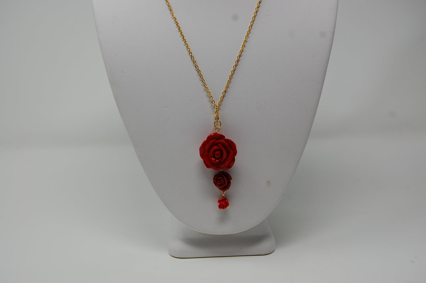 Triple Red Rose Necklace