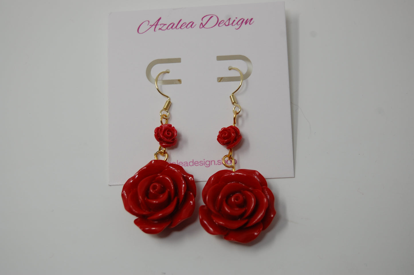 Red Rose Dangle Earrings