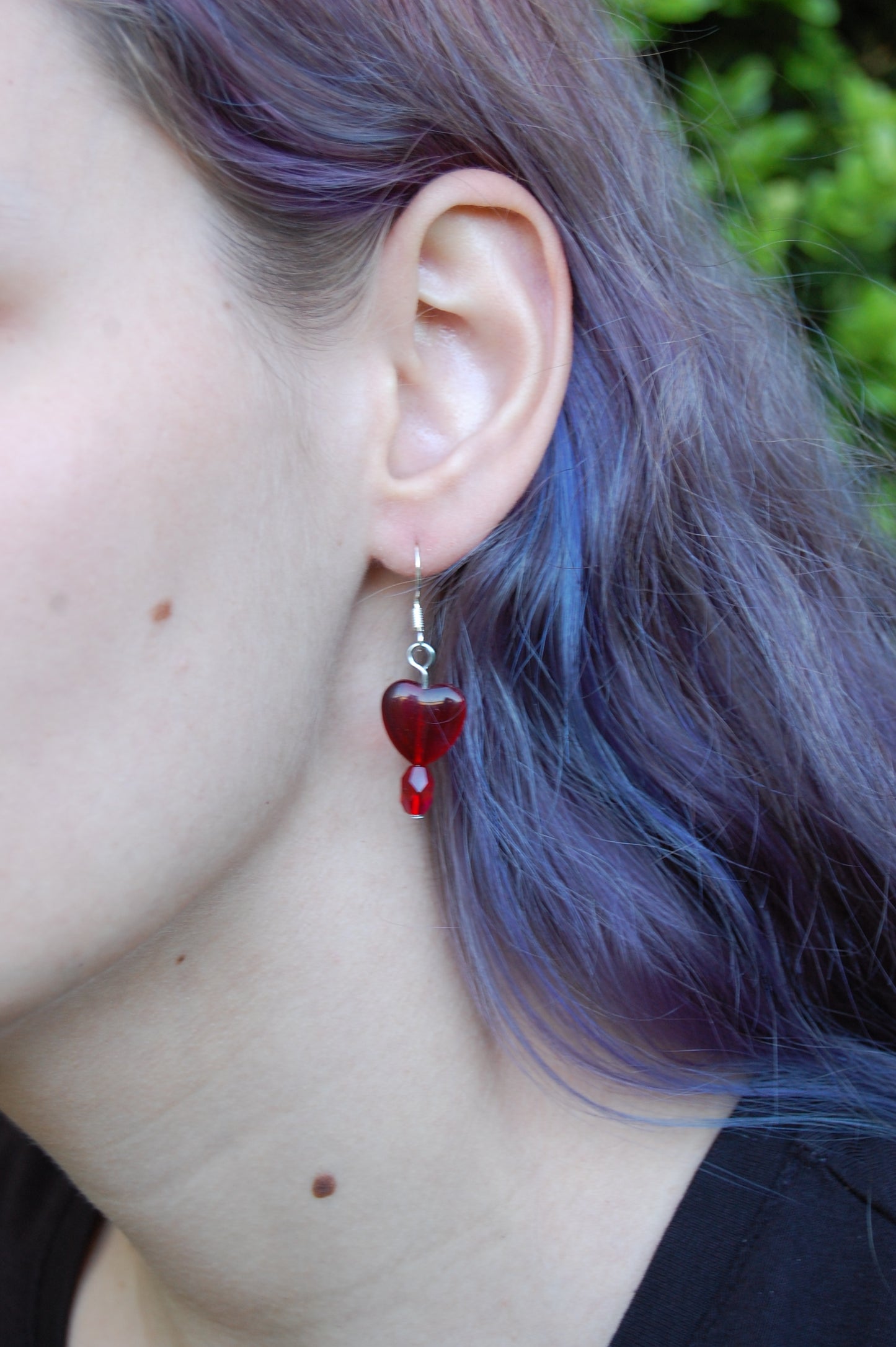 Red Heart Dangle Earrings