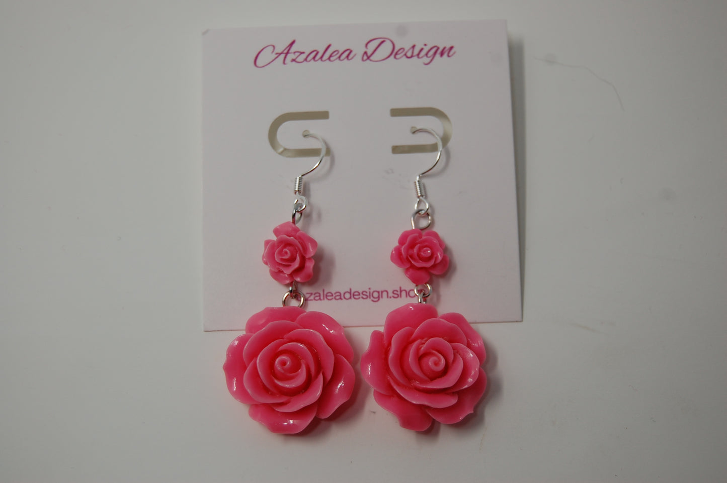 Pink Rose Dangle Earrings