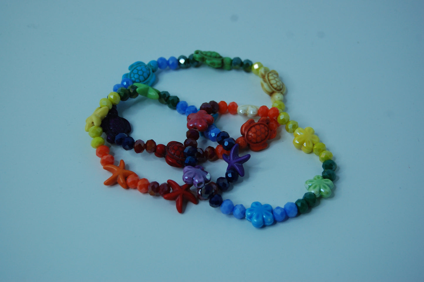 Rainbow Flower Beaded Bracelet