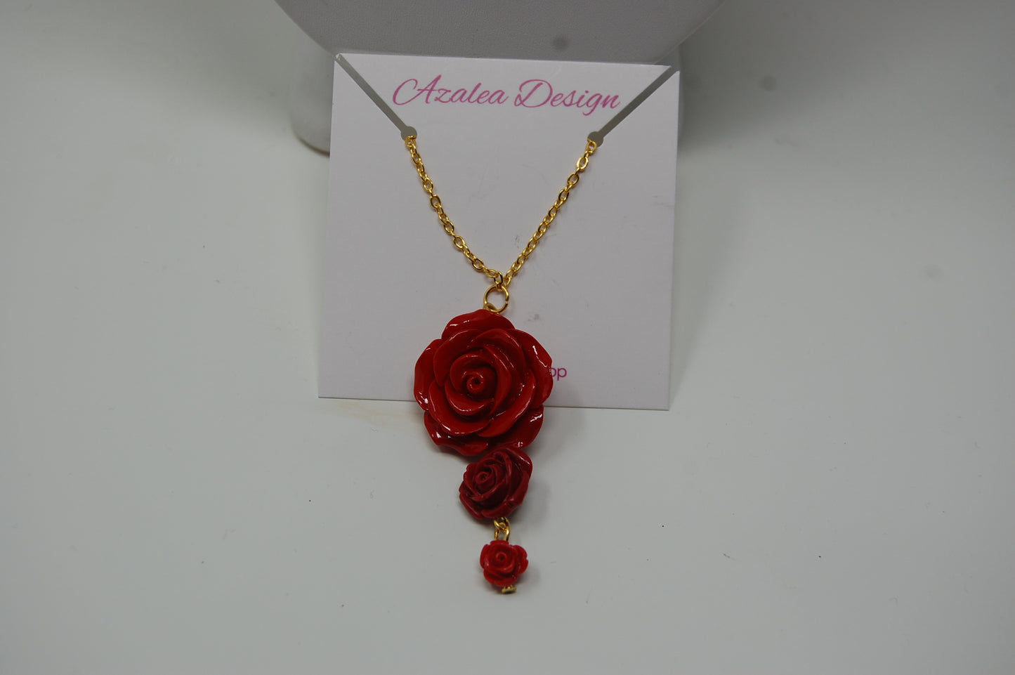 Triple Red Rose Necklace