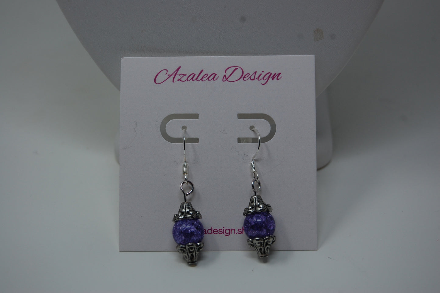 Purple Crackle Bead Dangle Earrings