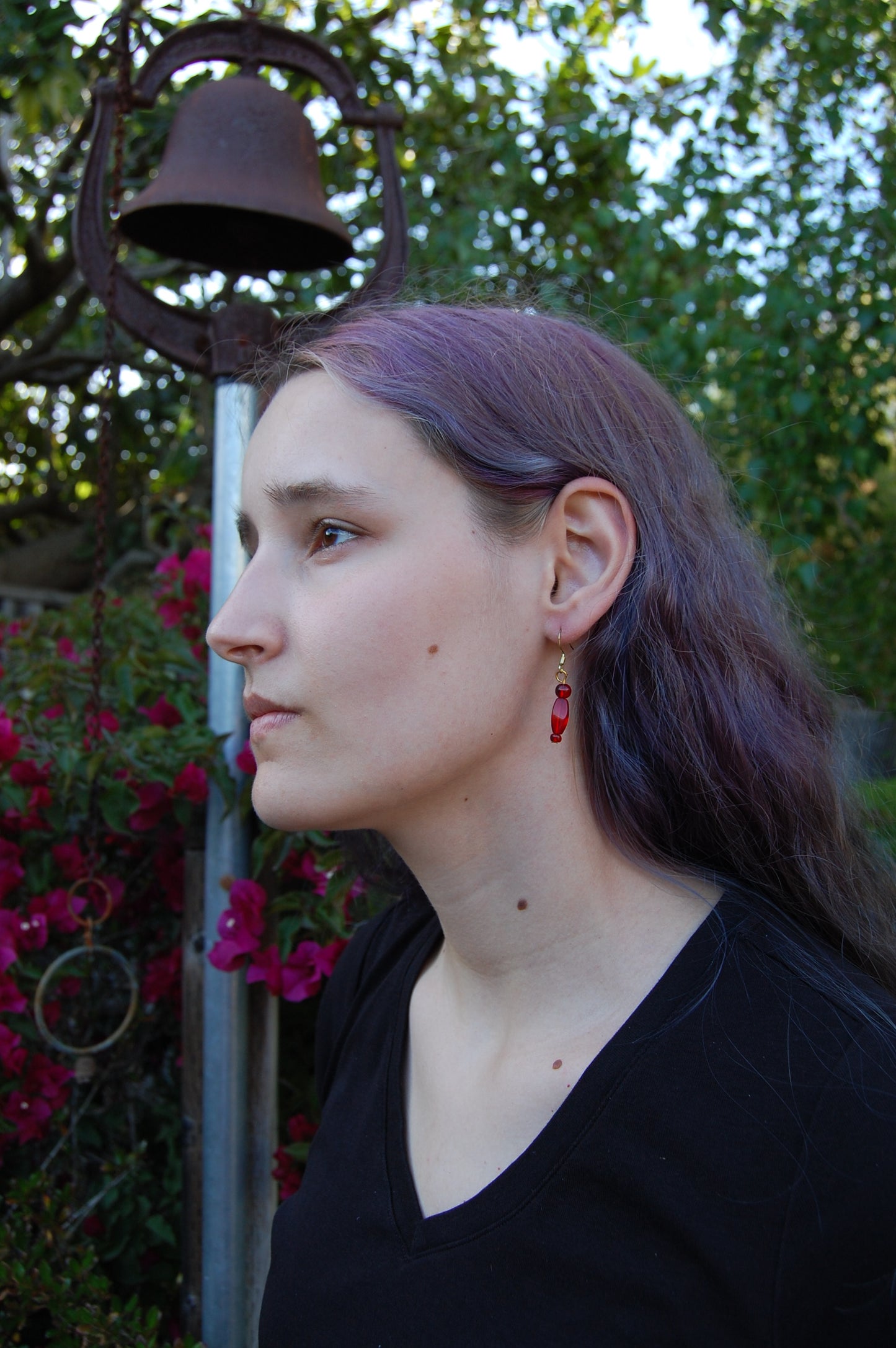 Red Bead Dangle Earrings
