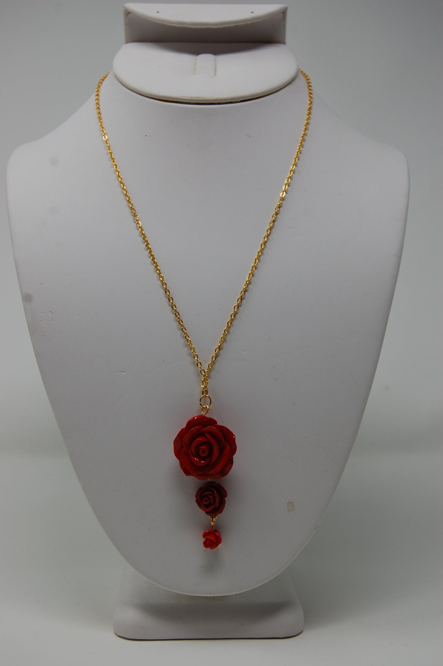 Triple Red Rose Necklace