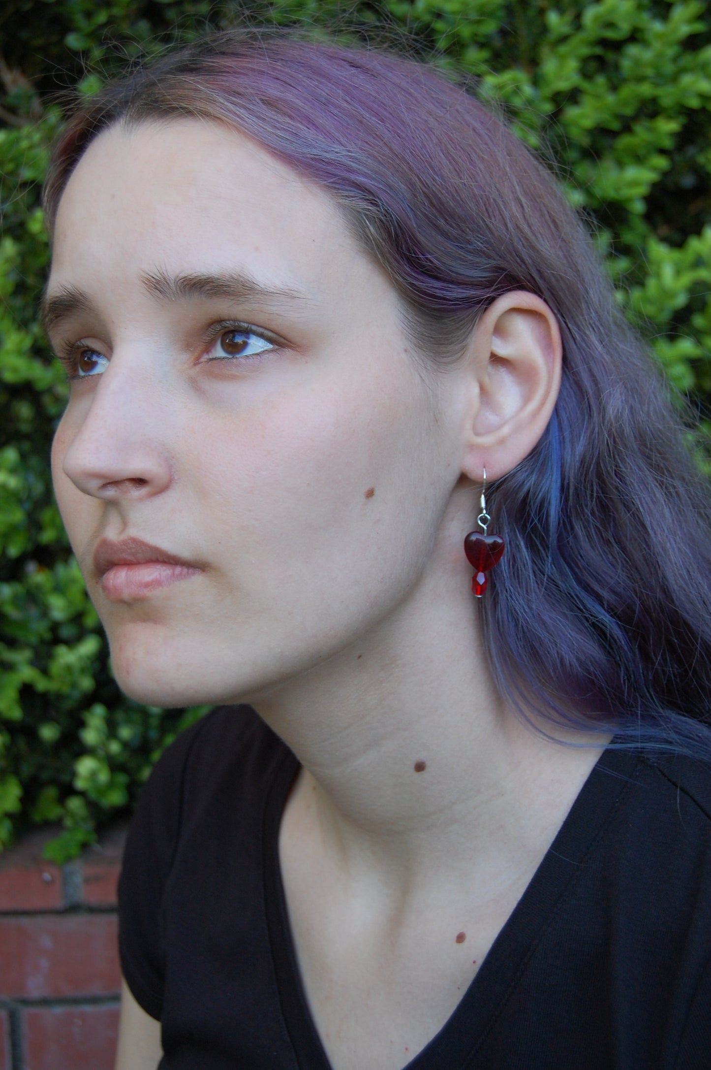 Red Heart Dangle Earrings