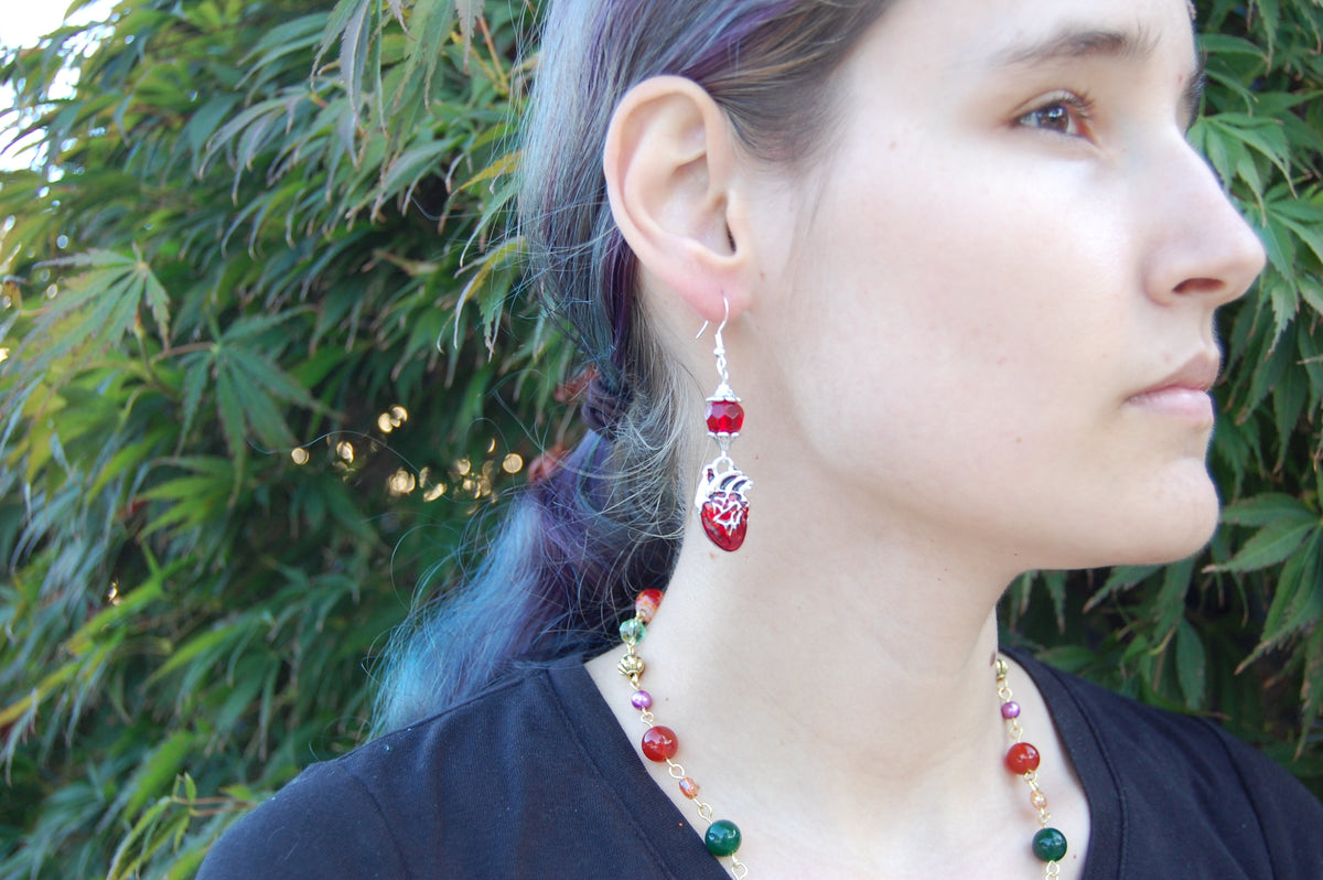 Human Heart Dangle Earrings