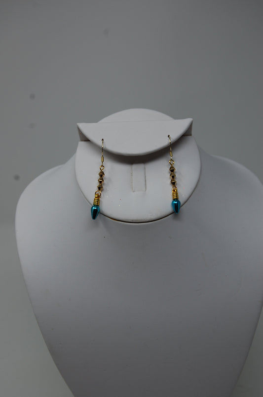 Blue Christmas Light Dangle Earrings