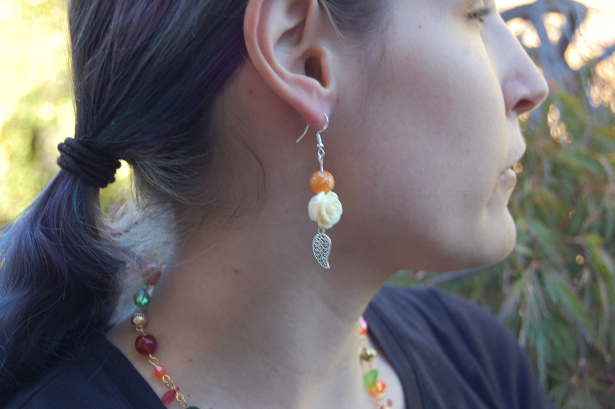 Autumn Rose Dangle Earrings