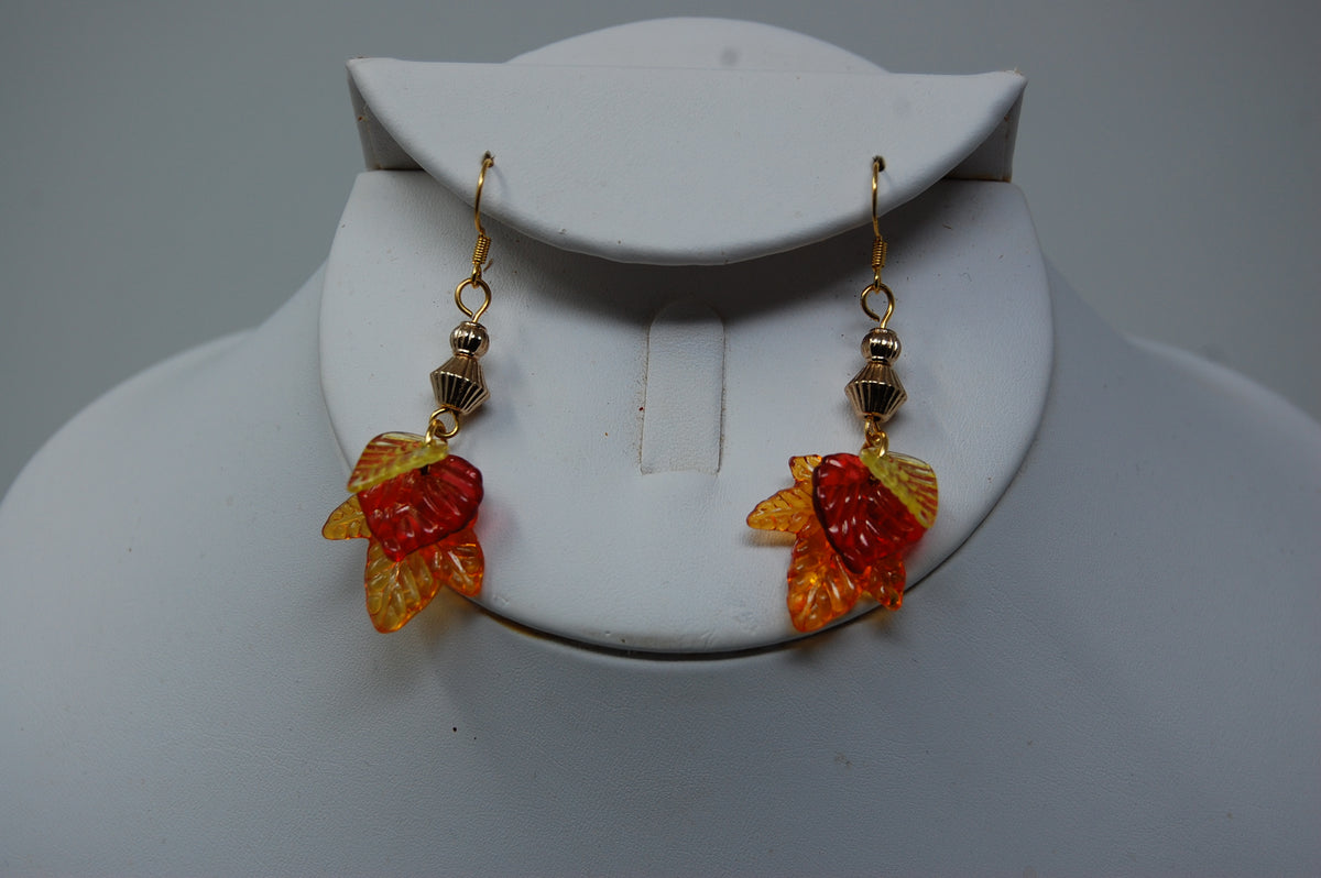 Large Autumn Leaf Dangle Earrings