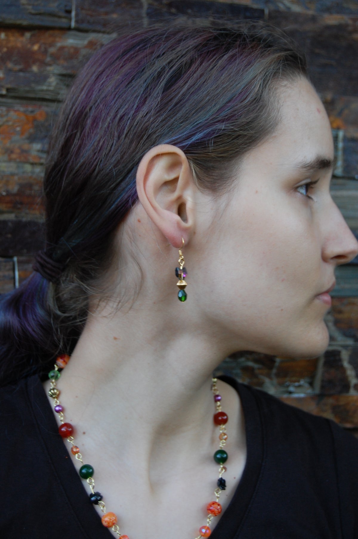 Beaded Black Cat Earrings