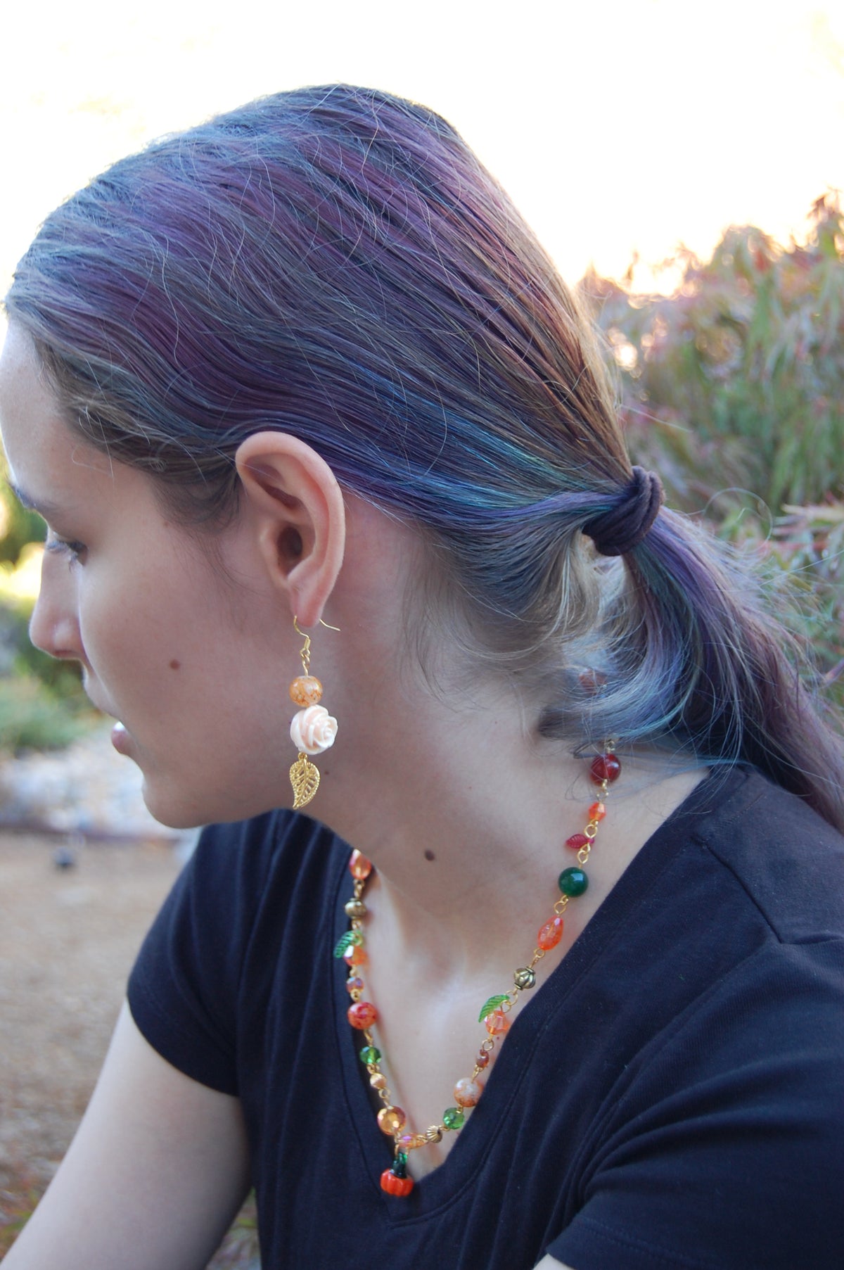 Autumn Rose Dangle Earrings