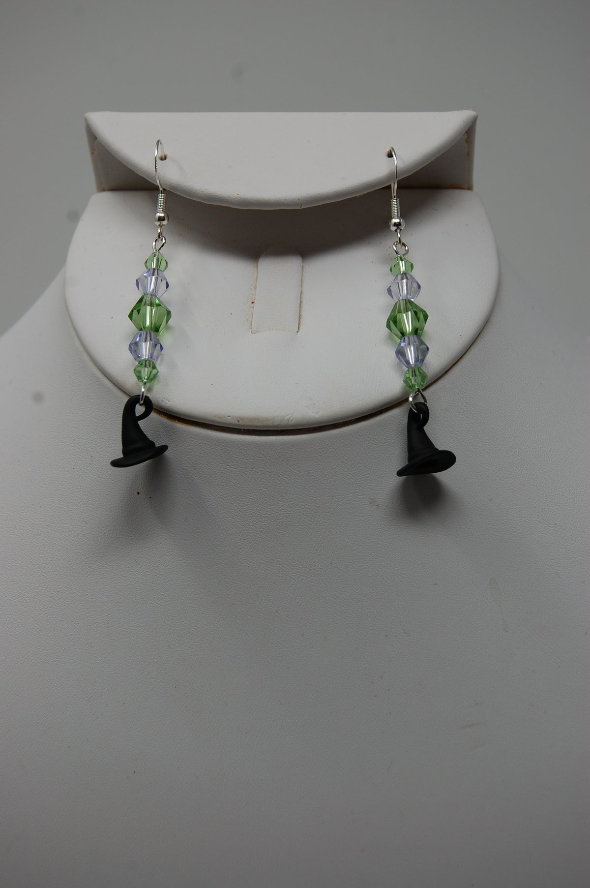 Multi-Colored Beaded Witch Hat Dangle Earrings