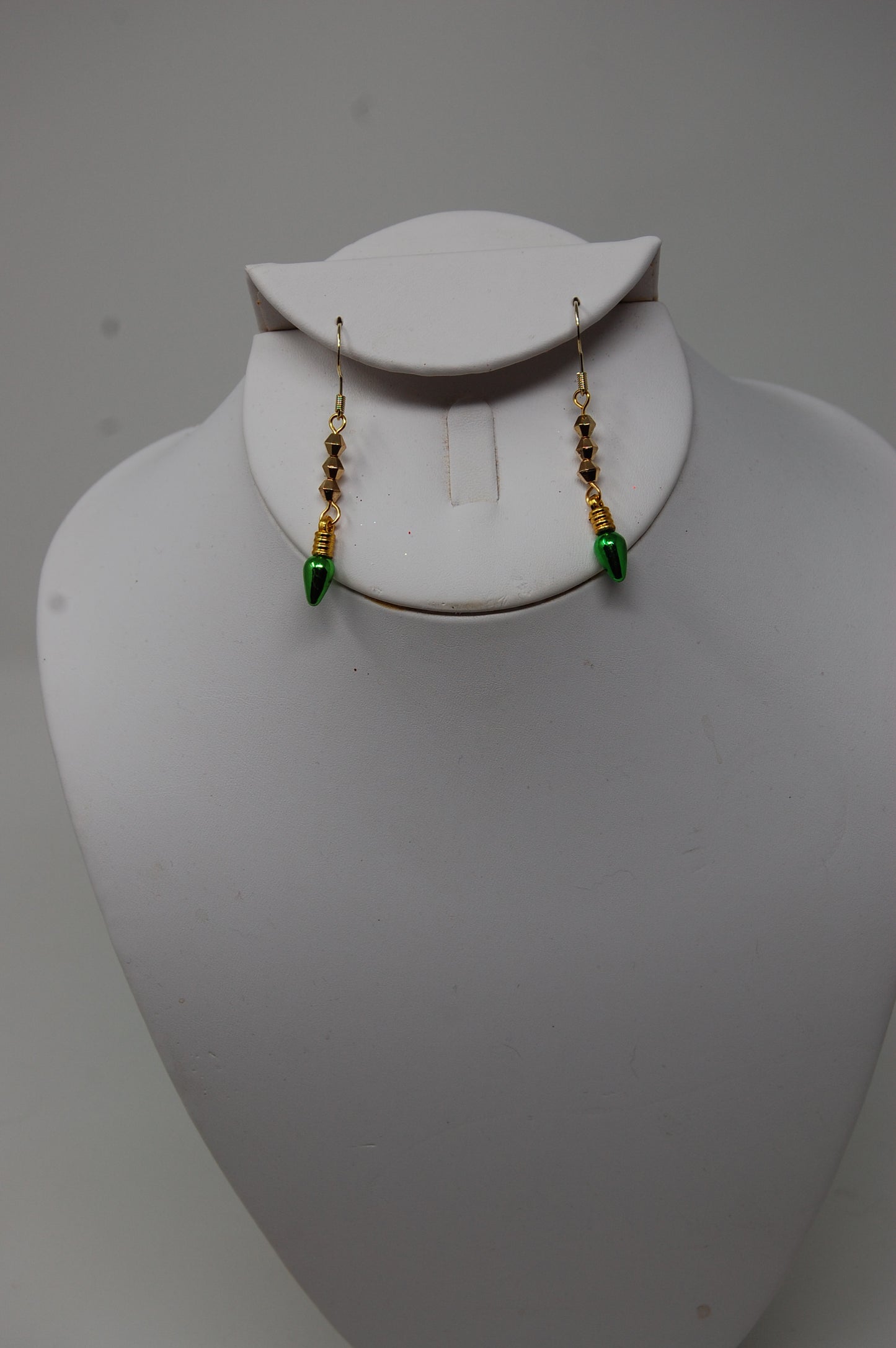 Green Christmas Light Dangle Earrings