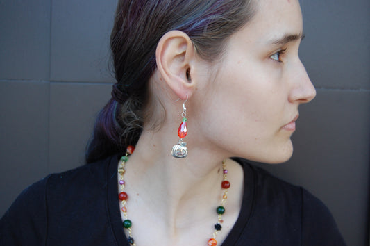 Metal Jack'o'Lantern Dangle Earrings