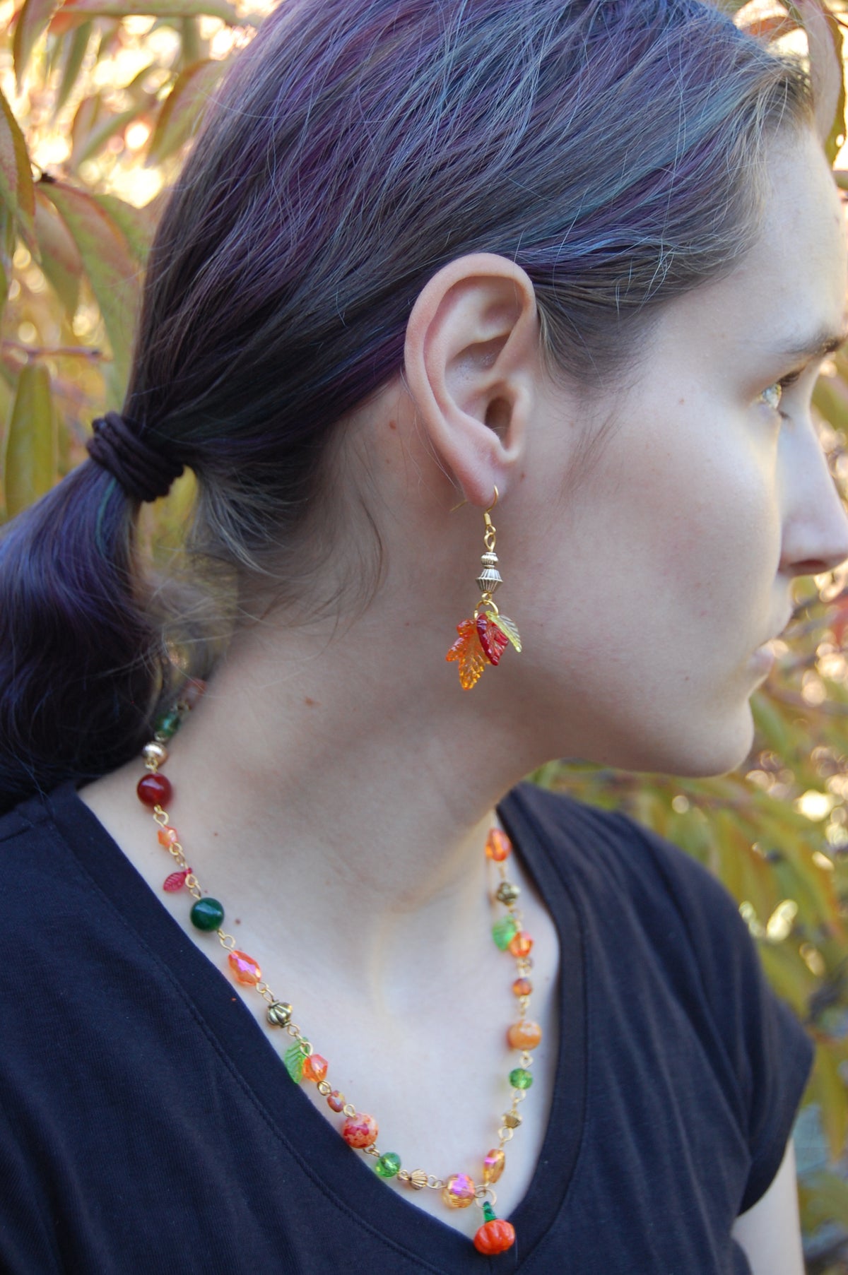 Large Autumn Leaf Dangle Earrings