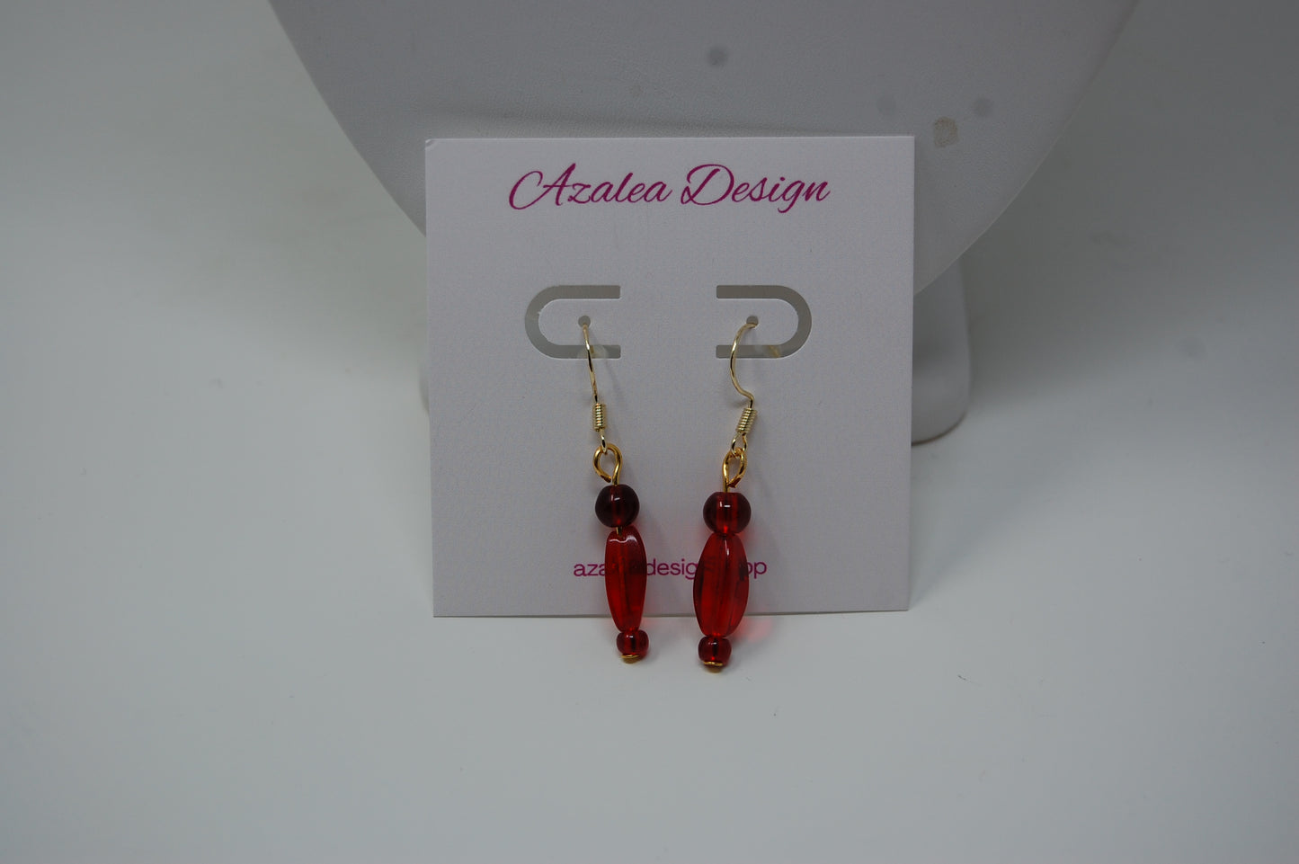 Red Bead Dangle Earrings