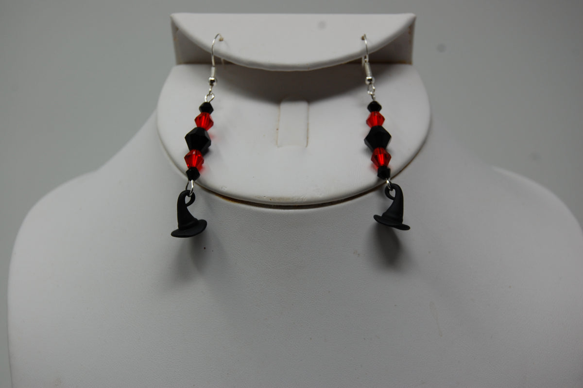 Multi-Colored Beaded Witch Hat Dangle Earrings