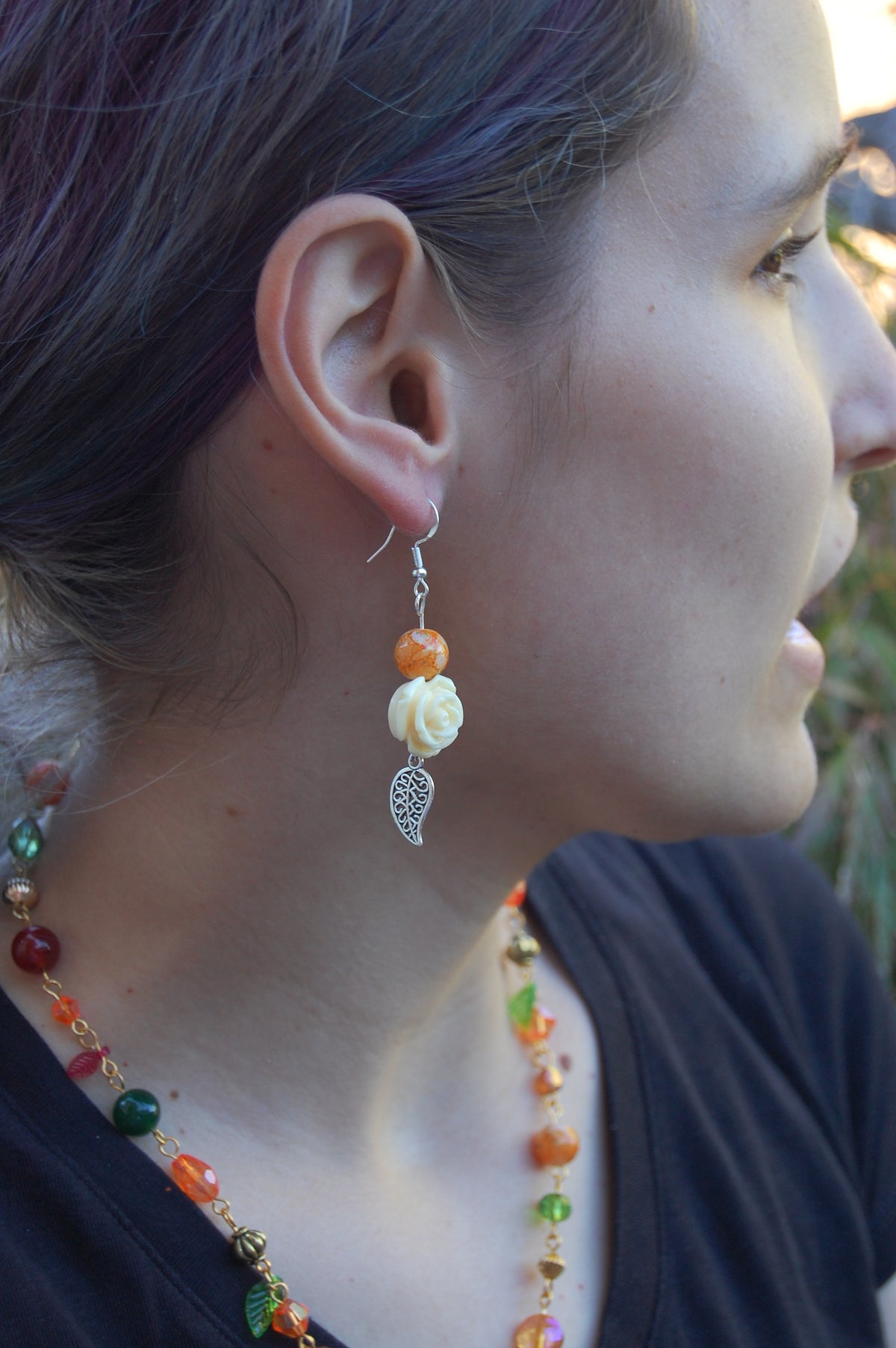 Autumn Rose Dangle Earrings