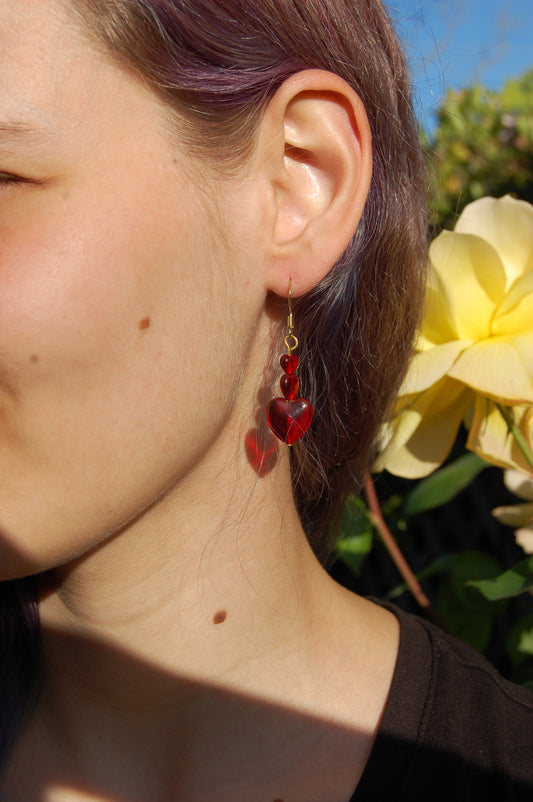 Triple Heart Dangle Earrings