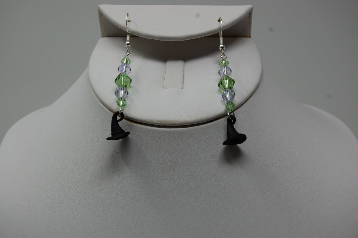 Multi-Colored Beaded Witch Hat Dangle Earrings