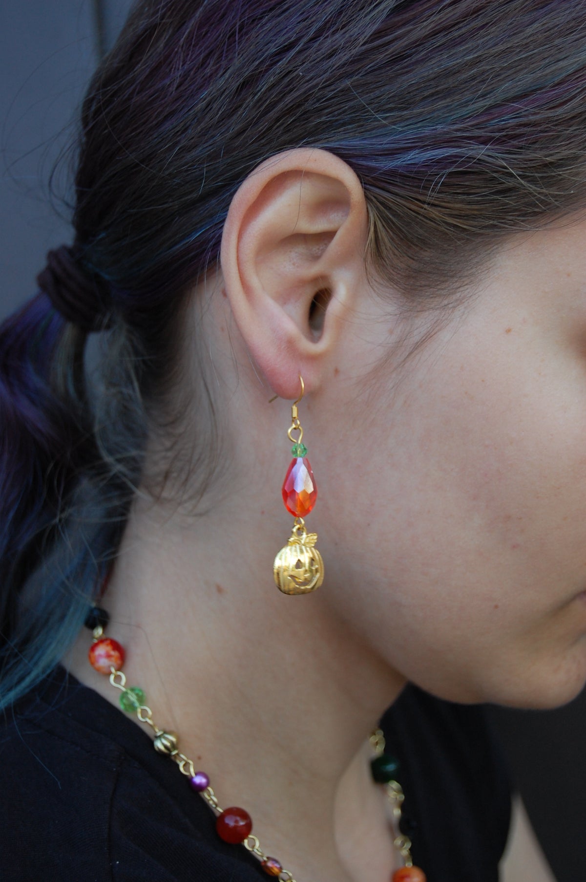 Metal Jack'o'Lantern Dangle Earrings