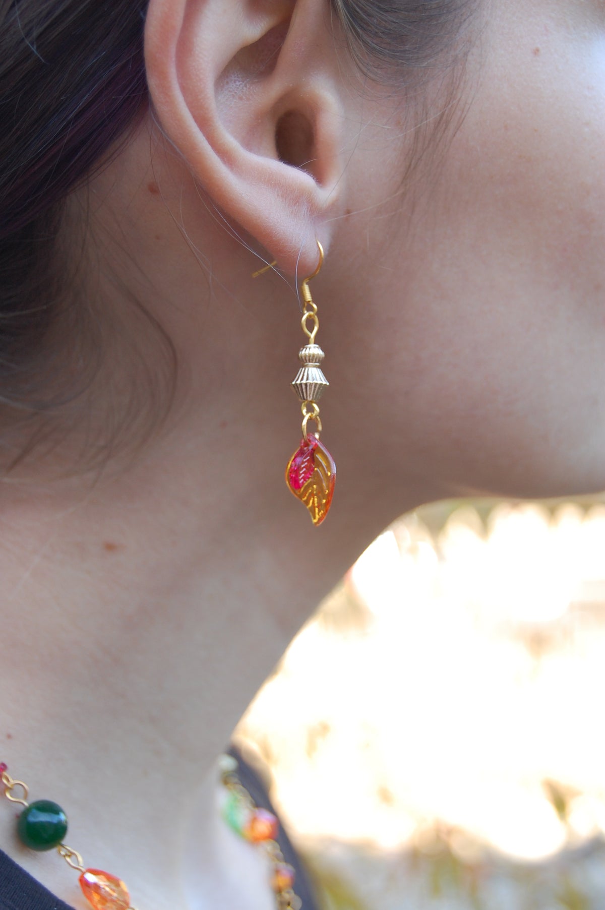 Small Autumn Leaf Dangle Earrings