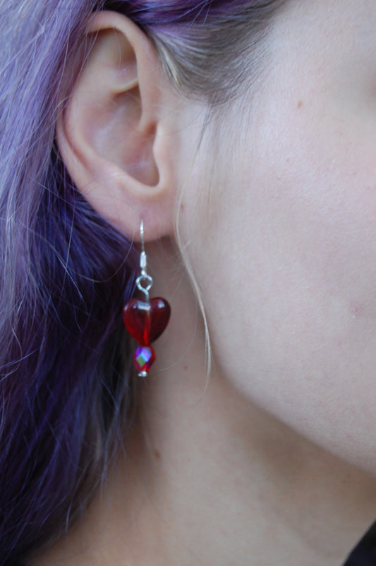 Red Heart Dangle Earrings