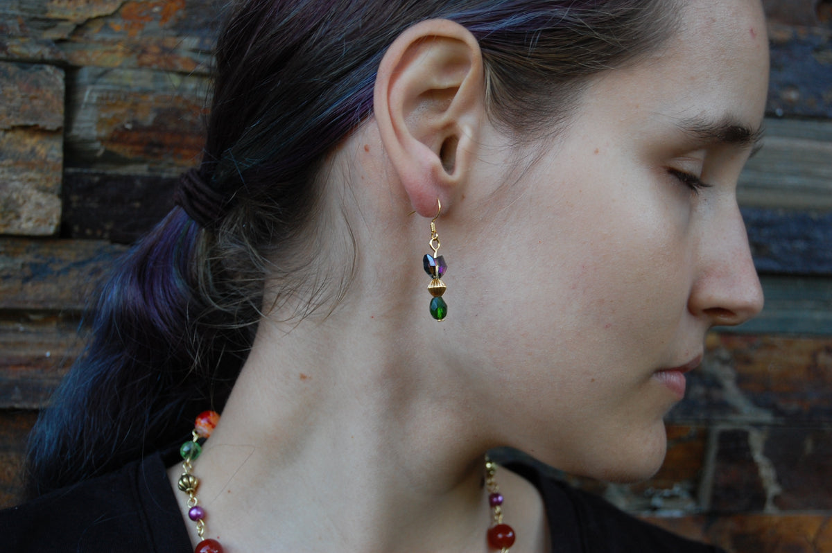 Beaded Black Cat Earrings
