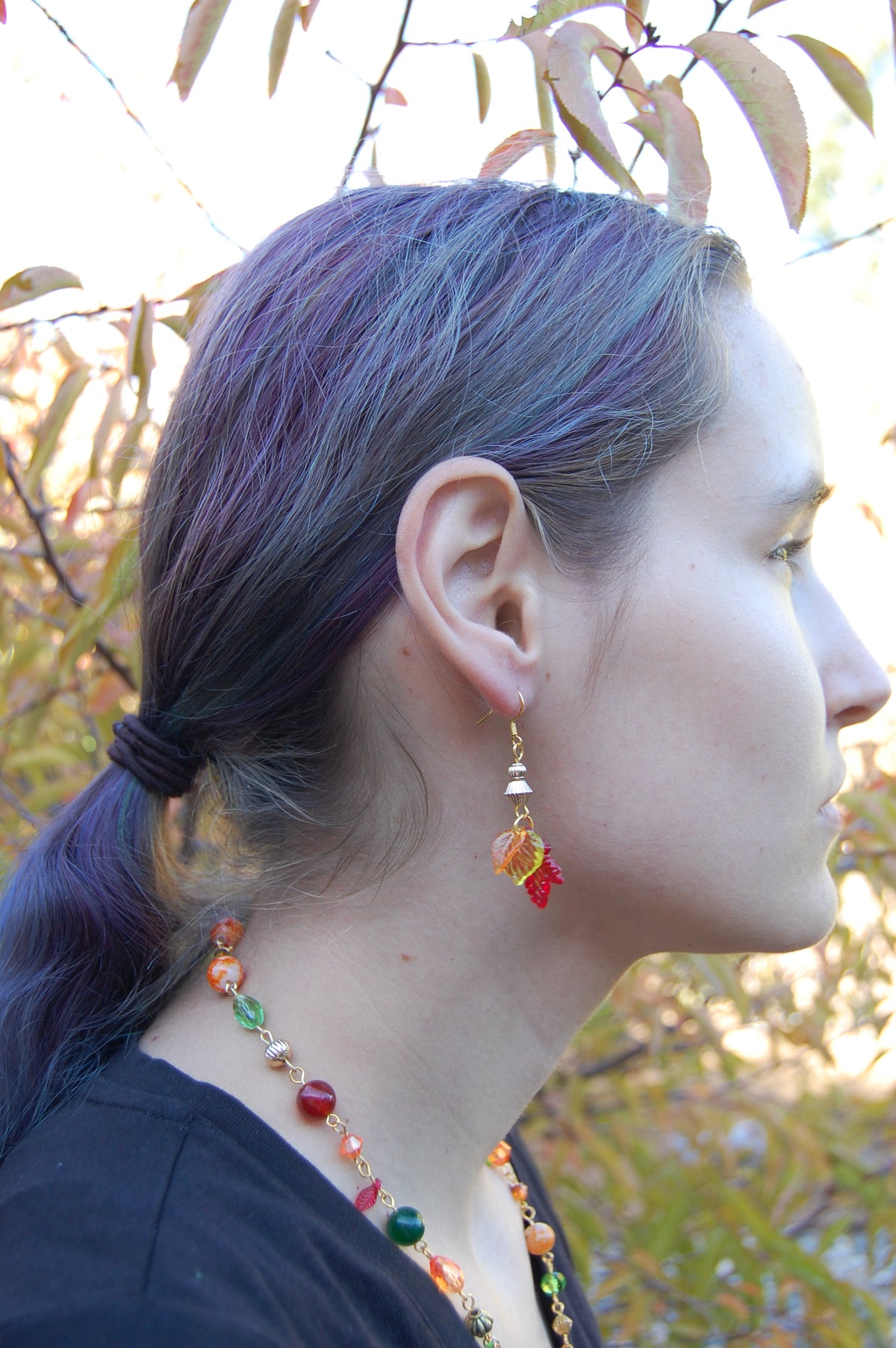 Large Autumn Leaf Dangle Earrings
