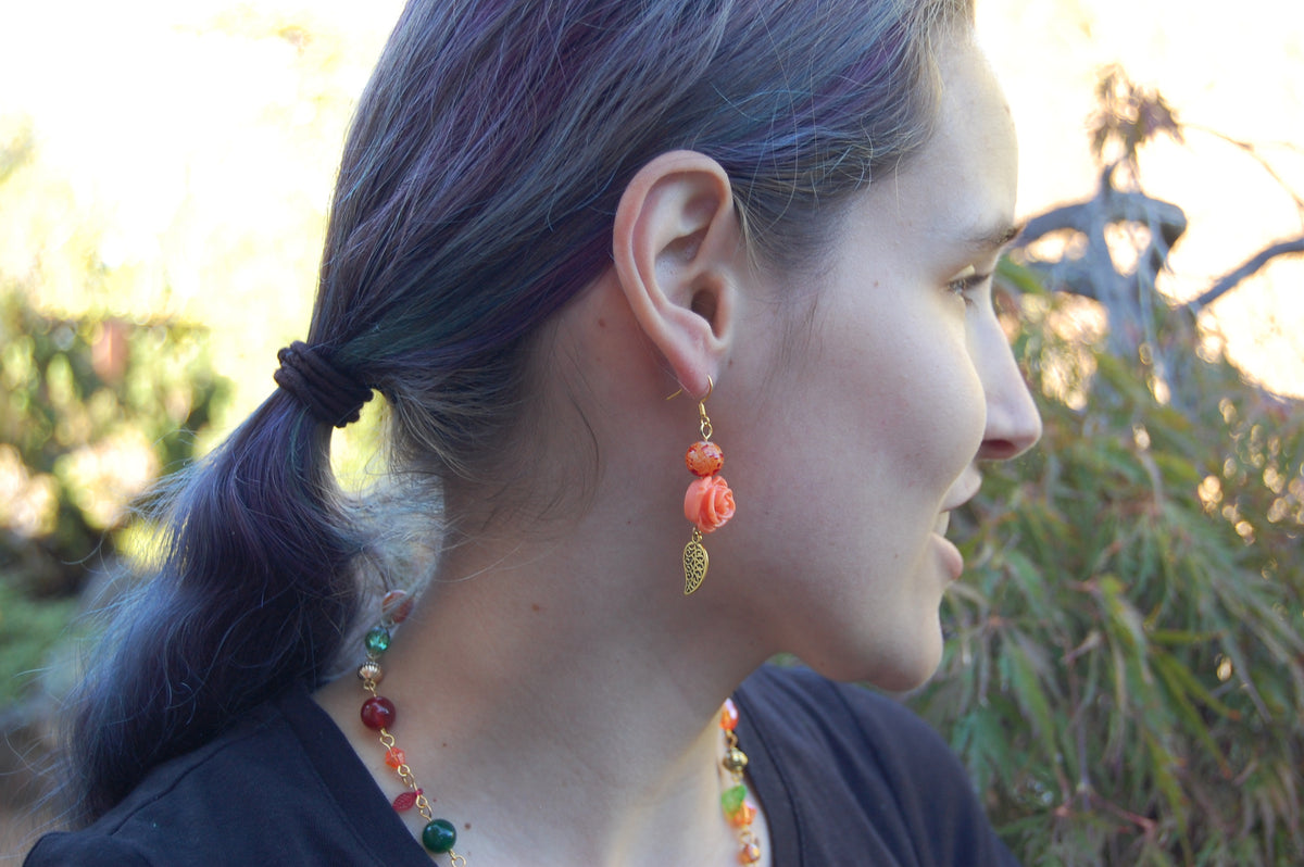 Autumn Rose Dangle Earrings