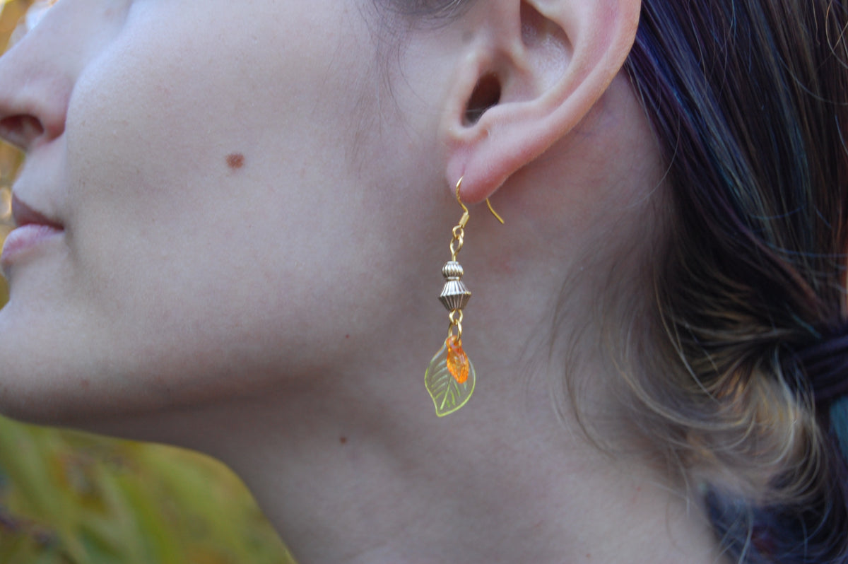 Small Autumn Leaf Dangle Earrings