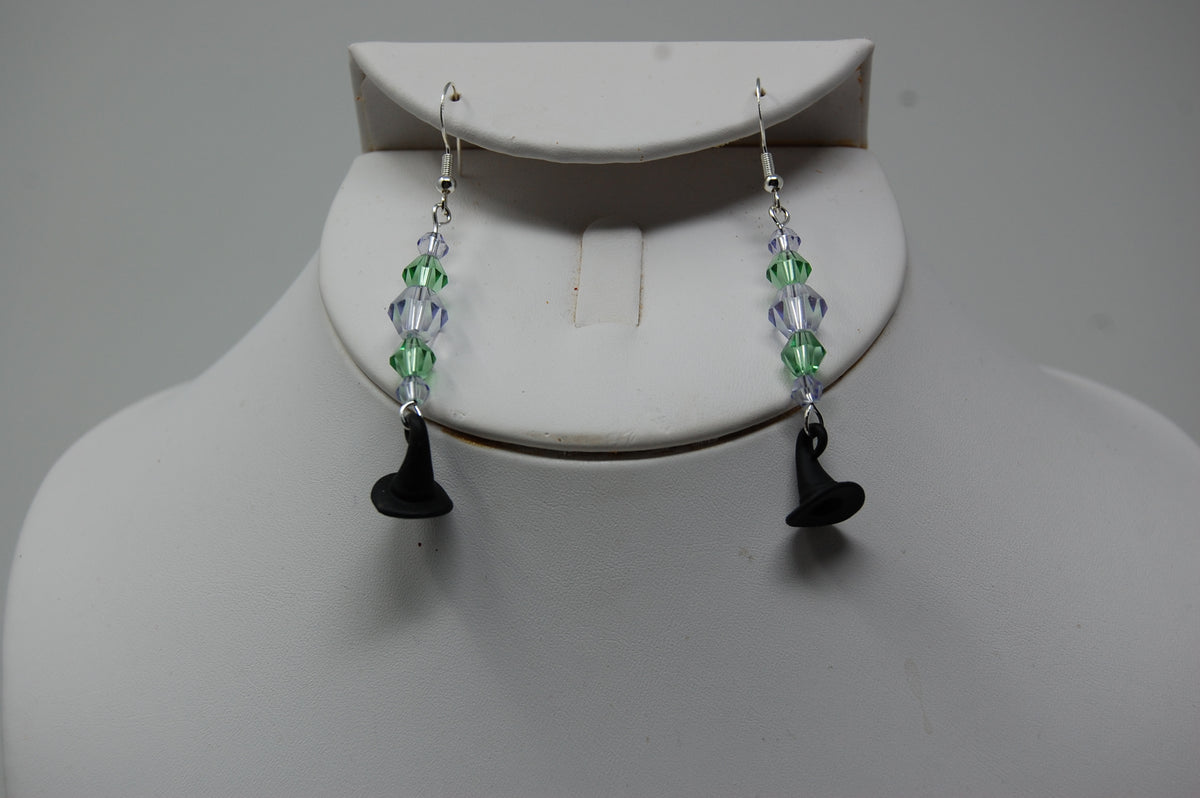 Multi-Colored Beaded Witch Hat Dangle Earrings