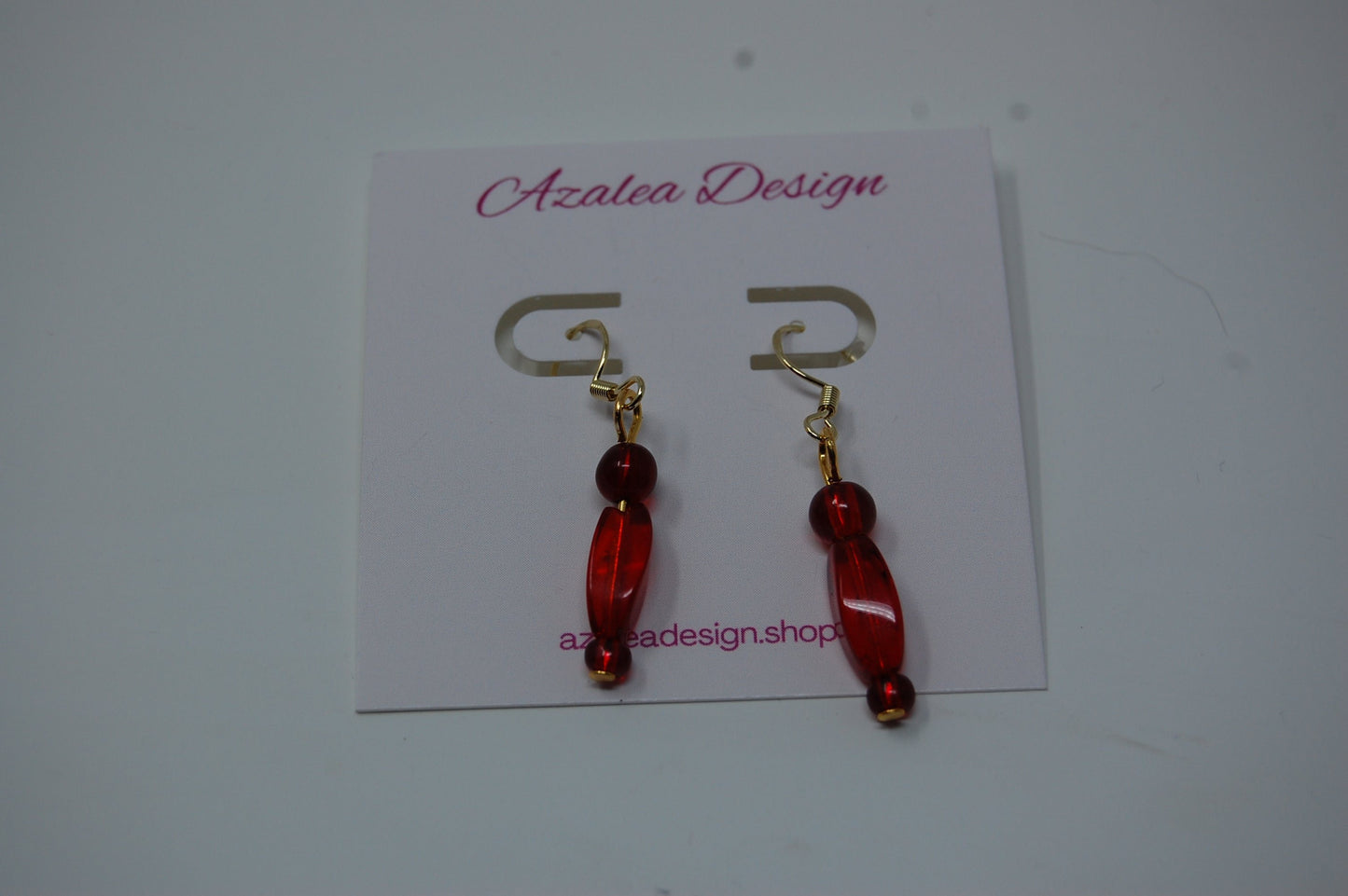 Red Bead Dangle Earrings