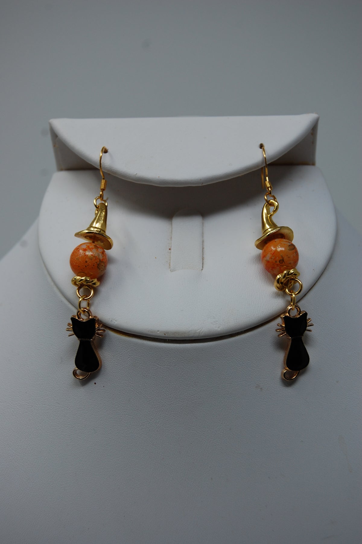 Black Cat and Witch Hat Dangle Earrings