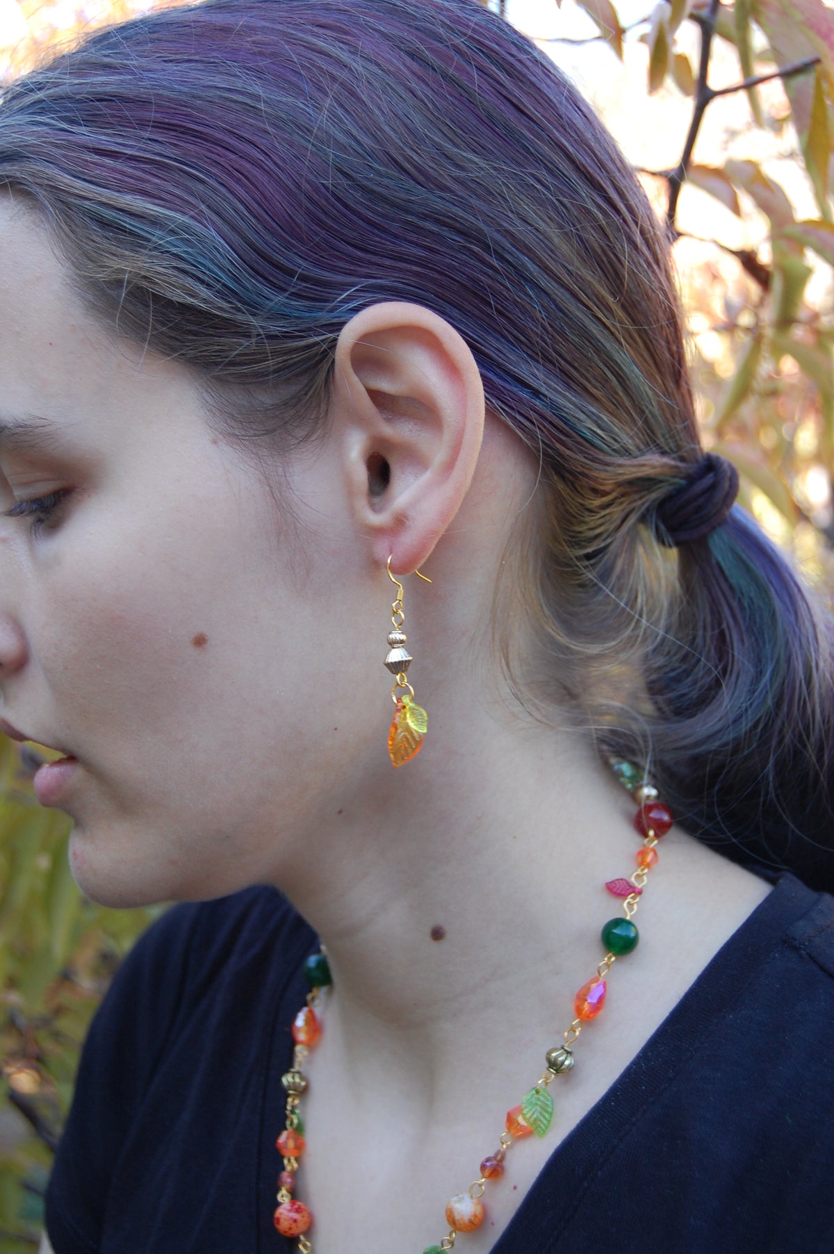 Small Autumn Leaf Dangle Earrings