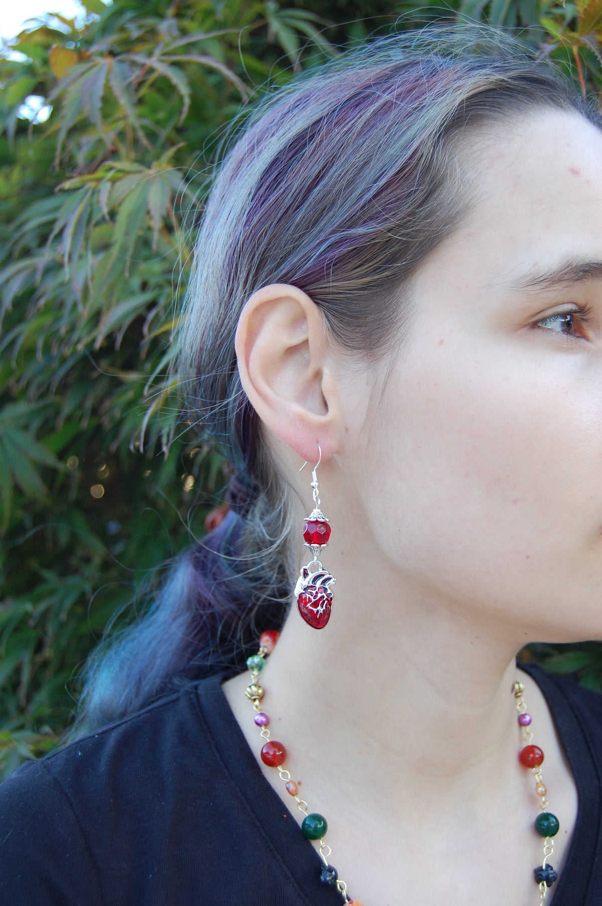 Human Heart Dangle Earrings