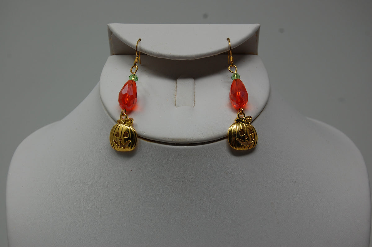 Metal Jack'o'Lantern Dangle Earrings
