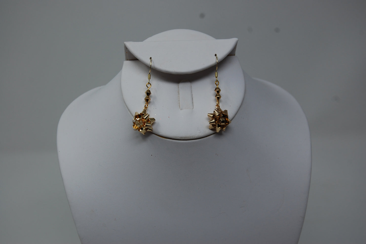 Gold Gift Bow Dangle Earrings