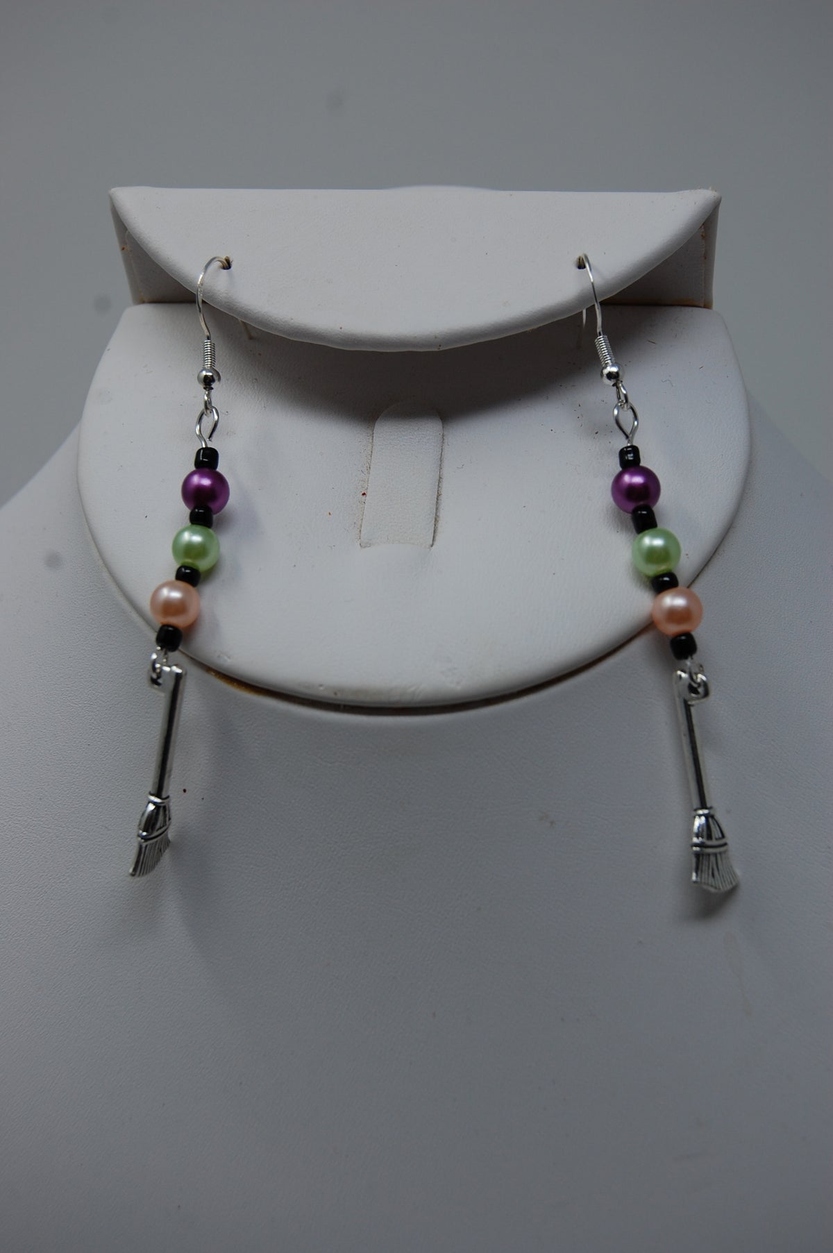 Multi-Colored Bead and Broomstick Dangle Earrings