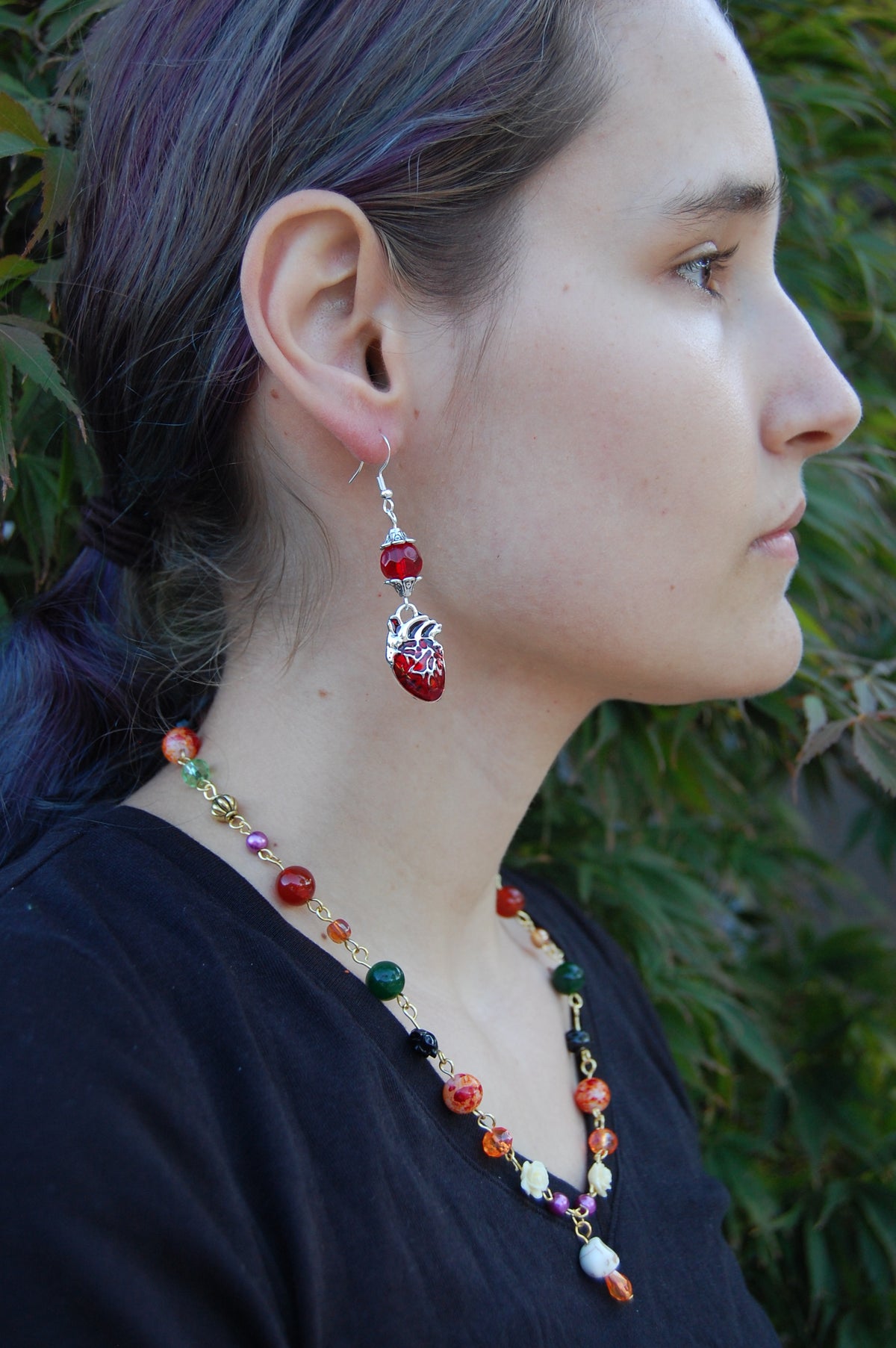 Human Heart Dangle Earrings