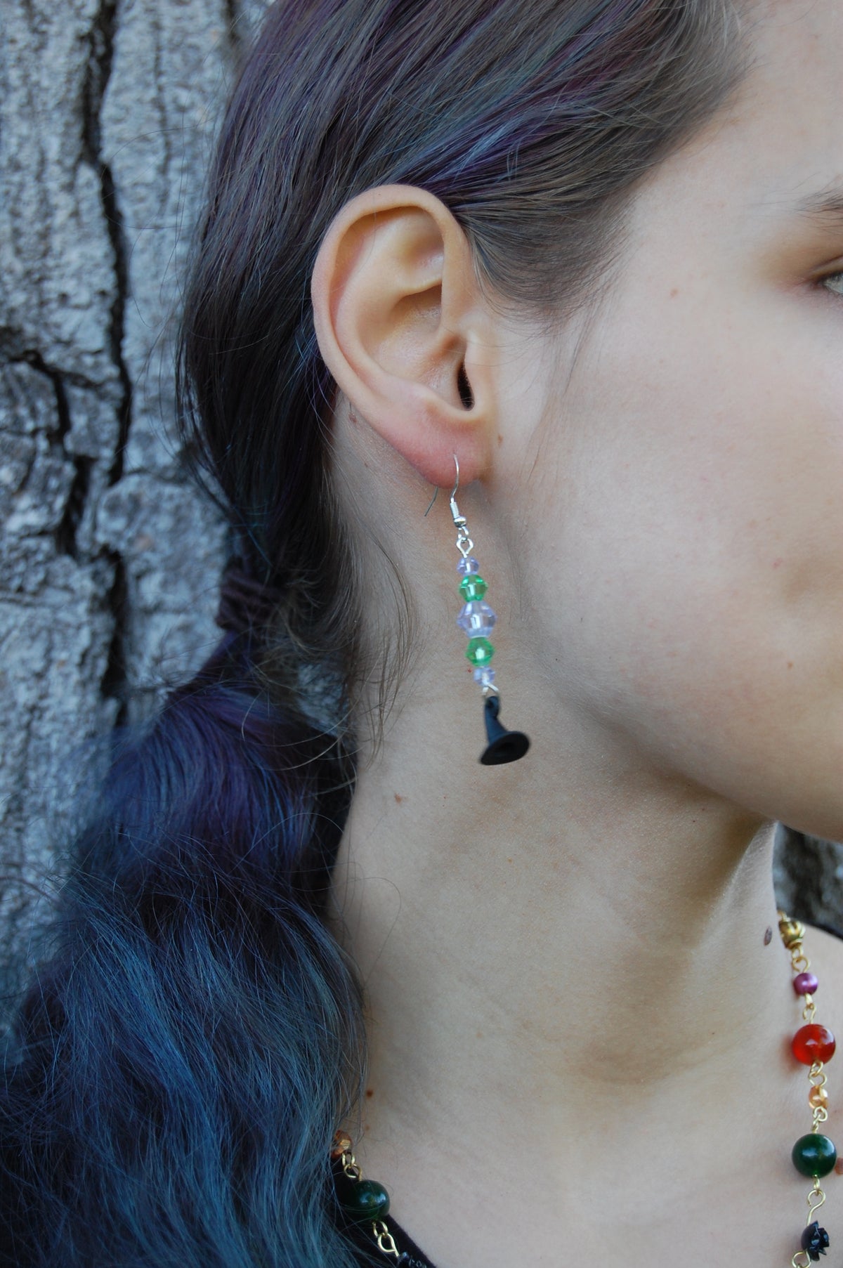 Multi-Colored Beaded Witch Hat Dangle Earrings