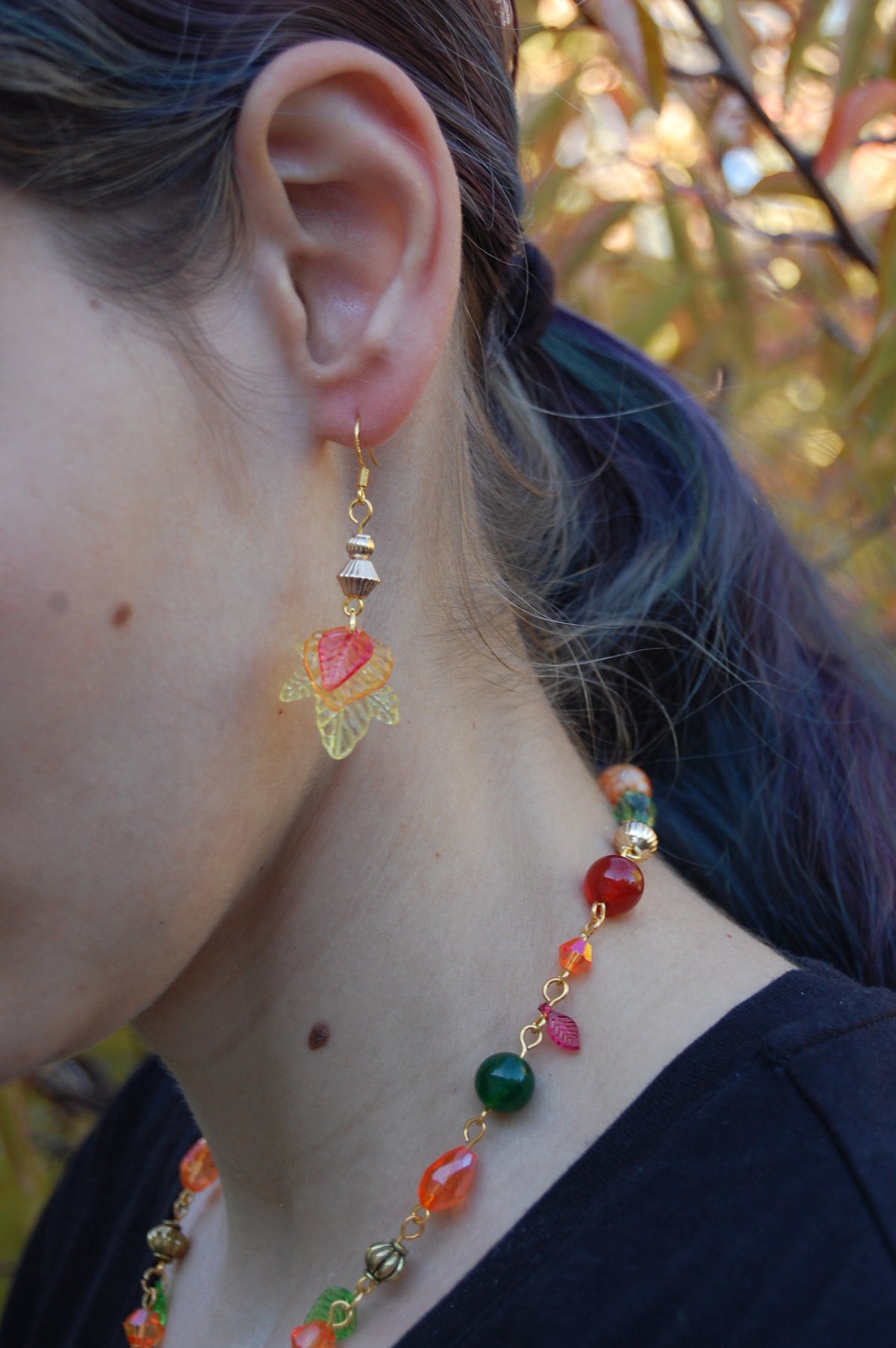 Large Autumn Leaf Dangle Earrings