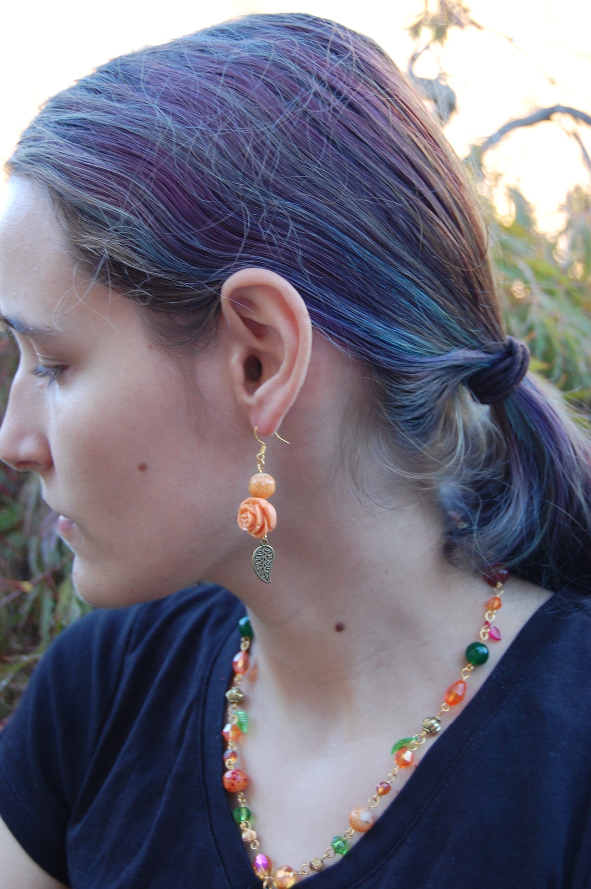 Autumn Rose Dangle Earrings