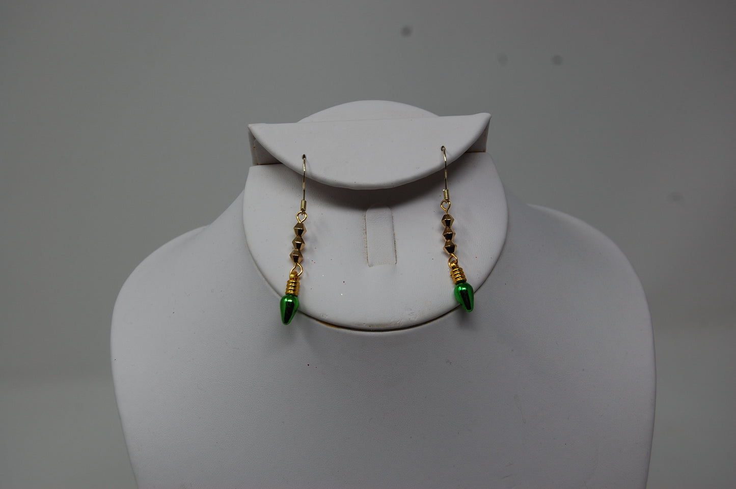 Green Christmas Light Dangle Earrings