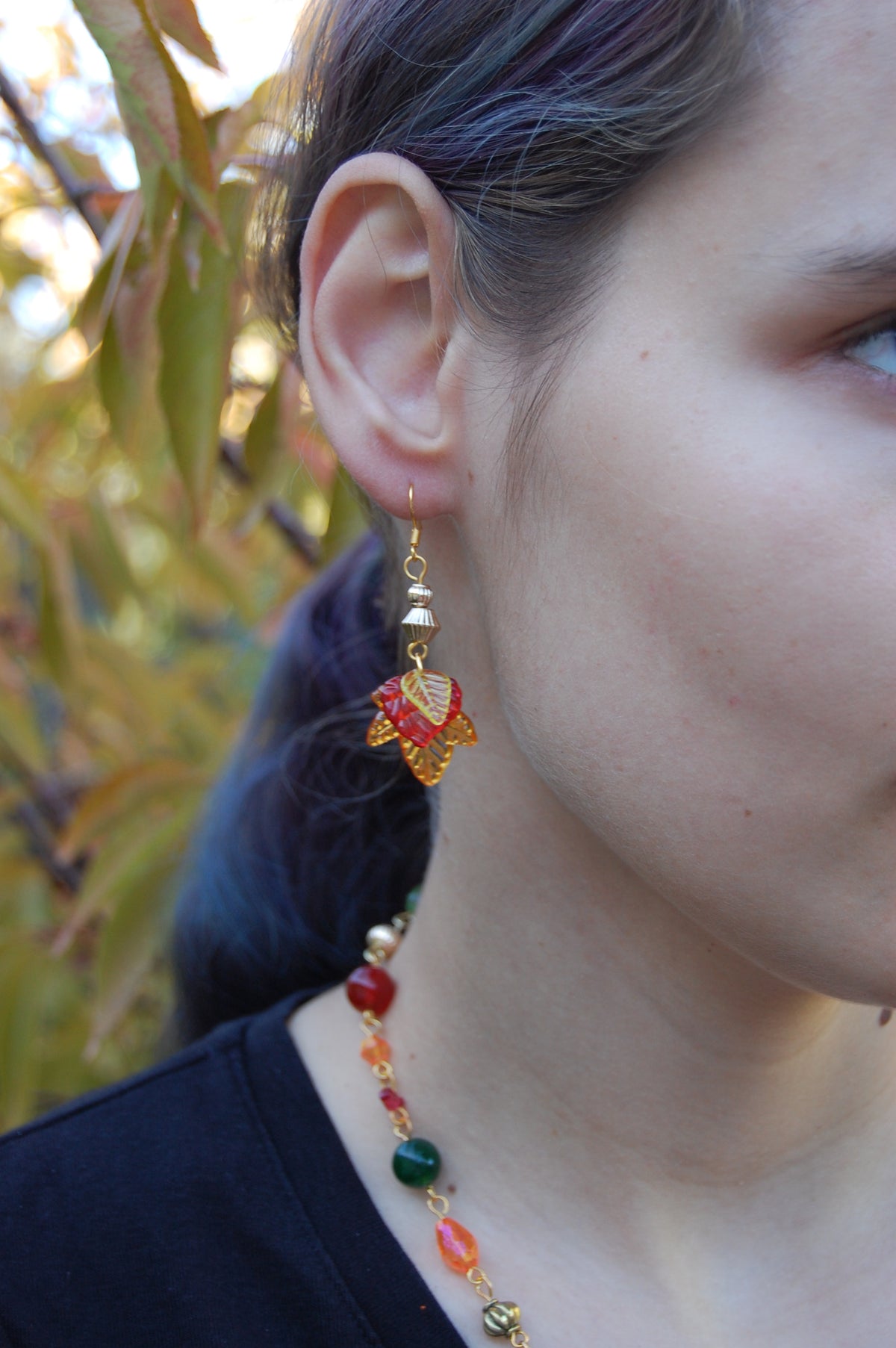 Large Autumn Leaf Dangle Earrings