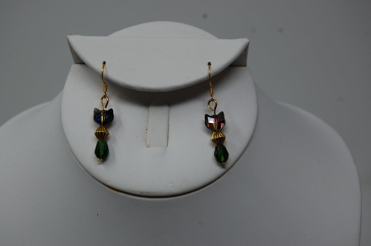Beaded Black Cat Earrings