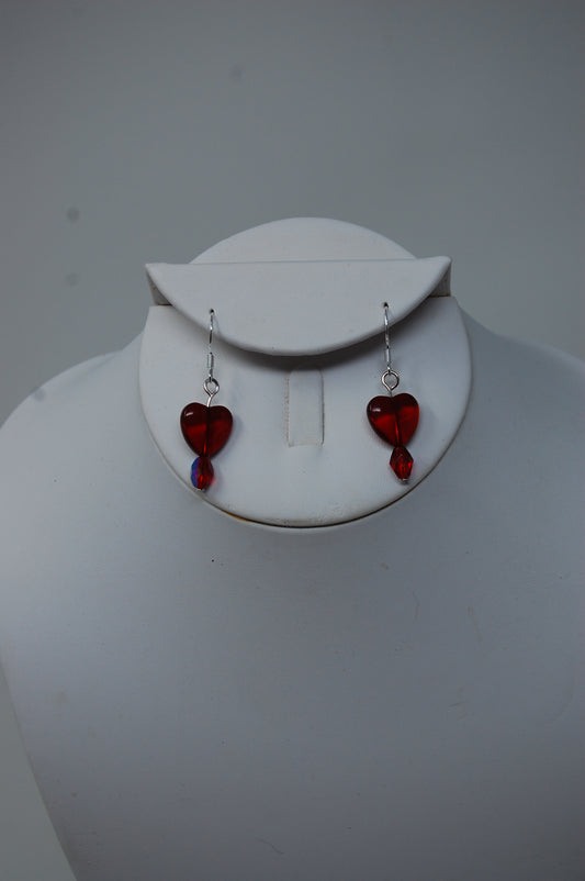 Red Heart Dangle Earrings