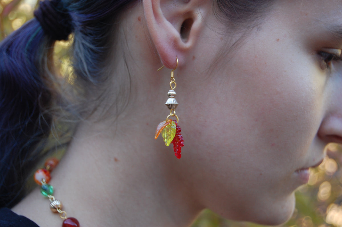 Large Autumn Leaf Dangle Earrings